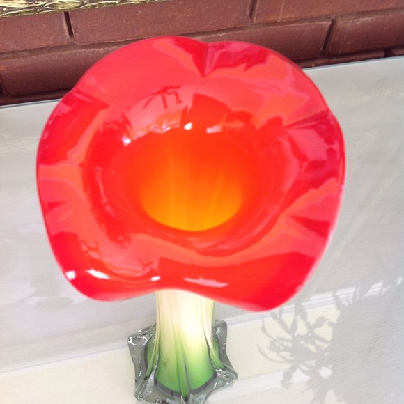 Beautiful Murano Calla Lily Vintage Collectible Hand Blown Glass Vase - Picture 2 of 9